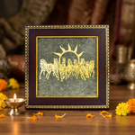 7 Horses Raw Pyrite Frame – Wealth & Success Vastu Decor 1