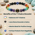 7 Chakra Healing Bracelet – Lava & Evil Eye 6