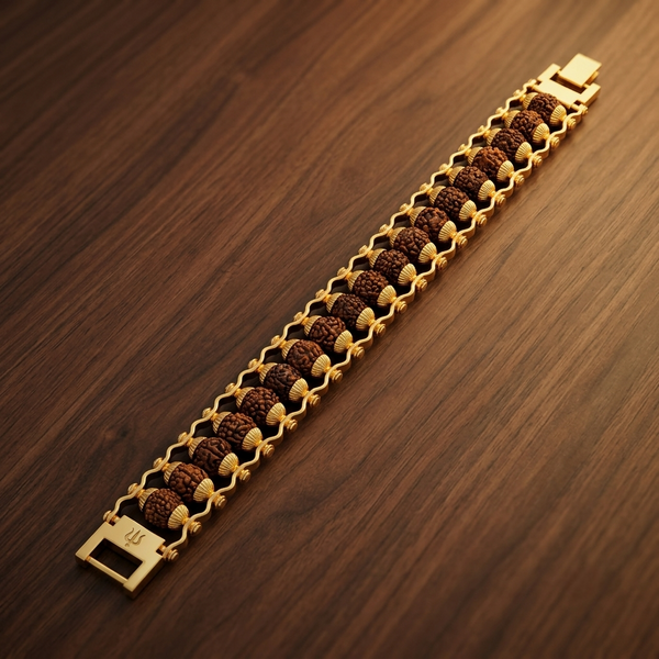 Gold Cap Rudraksha Bracelet – 5 Mukhi